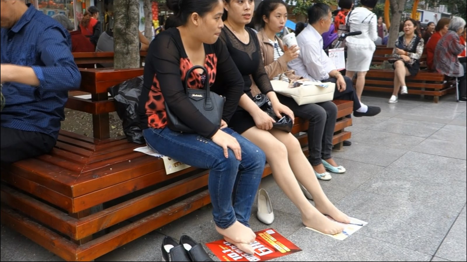 Legs with nylon feet on paper